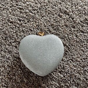 Small silver iridescent heart clutch